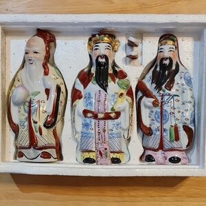 Hand-painted Ceramic Chinese Deity Statues FU LU SHOU